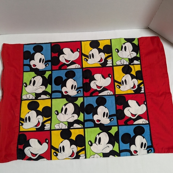 VTG Mickey Mouse Color Block Pillowcase Zipper Walt Disney Season 5 Bedding - Picture 3 of 7